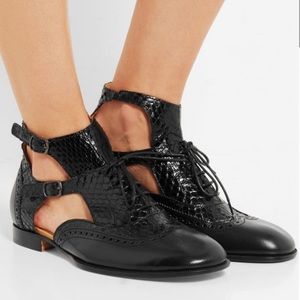 MAISON MARGIELA Ankle Strap Python & Leather Cut Out Shoes